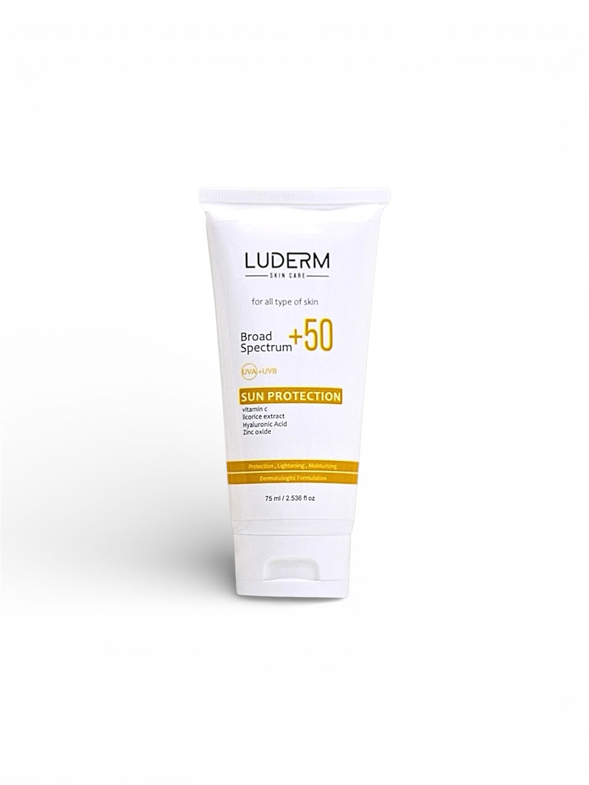 LUDERM Broad Spectrum SPF 50 Sun Protection Cream for All Skin Types, 75ml