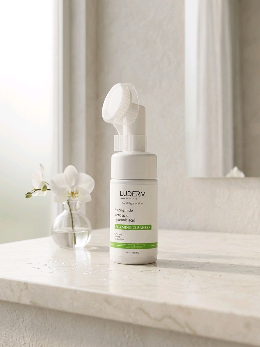LUDERM Foaming Cleanser with Niacinamide, Lactic & Hyaluronic Acid - All Skin Types - الصورة 3